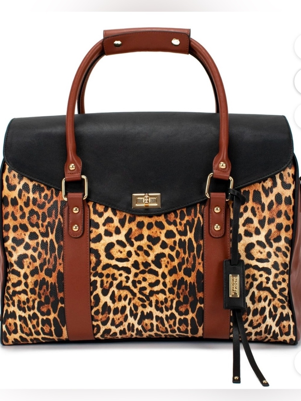 NWT Badgely Mischka Leopard Travel Tote Weekender Bag